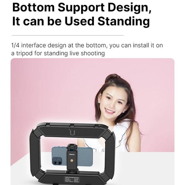 Ulanzi U200 U-200 Smartphone Video Rig  LED Video Light 2 in 1 Ring Light Cold Shoe for Microphone Tiktok Youtube Live Rig Light