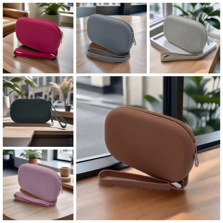 Morandi Color Silicone Cosmetic Bag Coin Purse Large Capacity Multifunction Storage Bag Solid Color Rectangle Small Item Bag