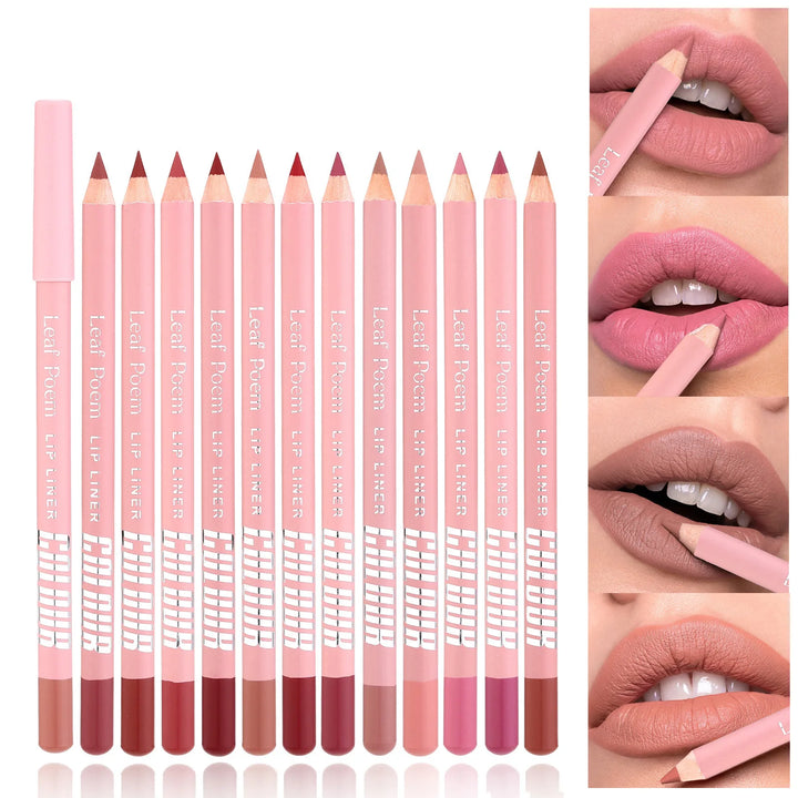Waterproof Lasting Wooden Matte Lip Liner Pencil Natural Lips Makeup Nude Pink Lip Liner Outline The Lips Contour Makeup 12color