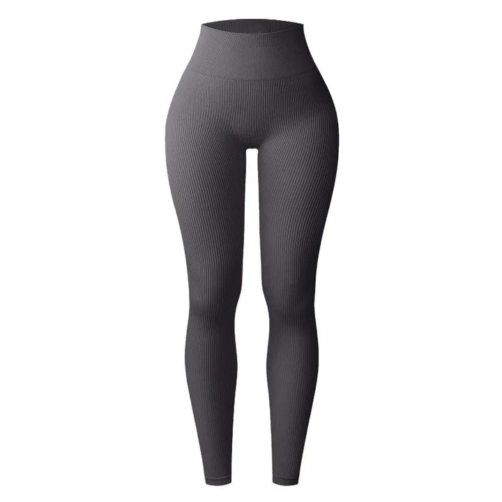 Thread Solid Leggings Women Seamless Knit Yoga Pants High Waist Hip Liftting Tights Fashion Slim Workout Running Sports Leggings - Total Trends Fusion