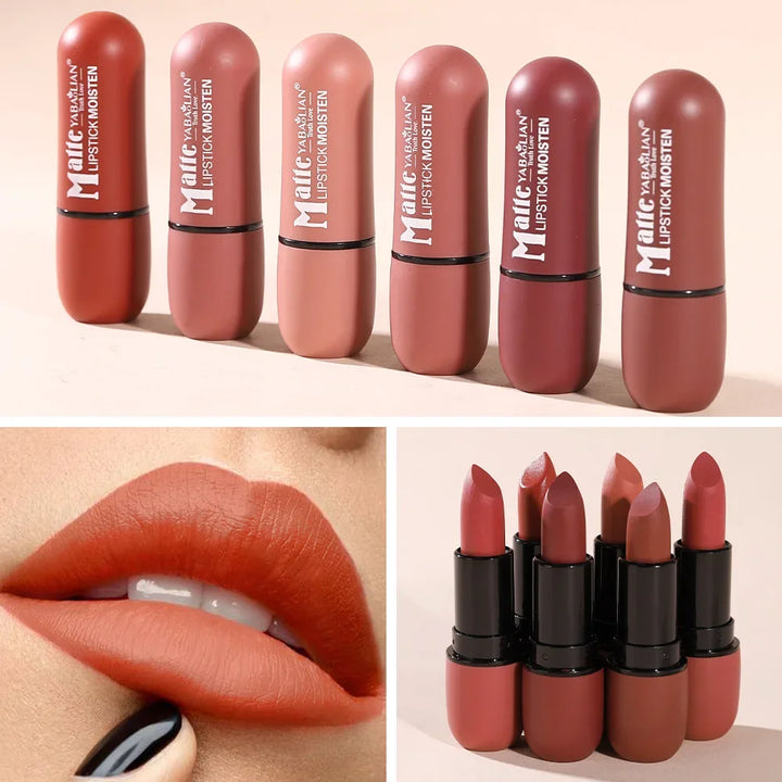 "6-Color Matte Lipstick Set | Waterproof, Long-Lasting & Non-Stick"