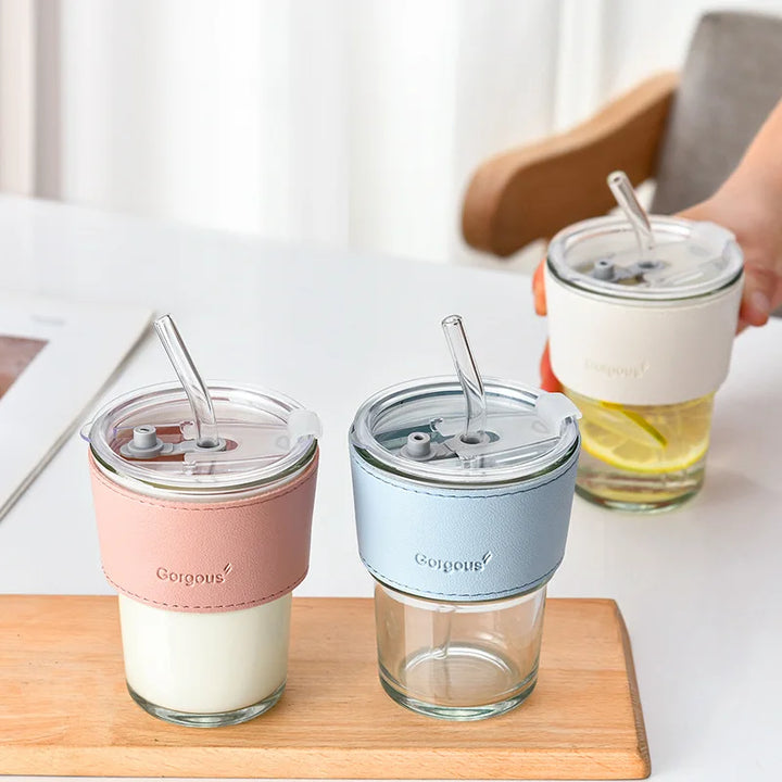 Bamboo Cup Glass Water Cup Coffee Cup Household Straw Cups Large Capacity Water Bottle Gift  Coffee Mugs