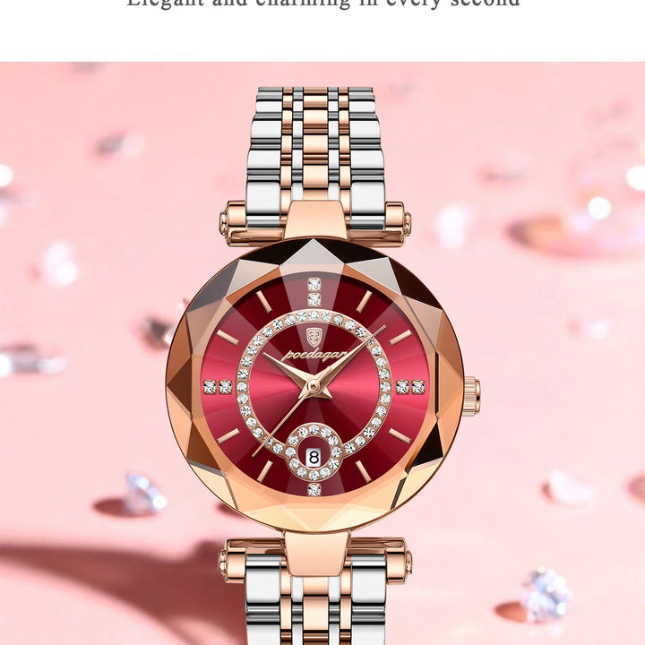 POEDAGAR Luxury Watch For Woman High Quality Diamond Ladies Quartz Watch Waterproof Date Stainless Steel Women Watches reloj+box
