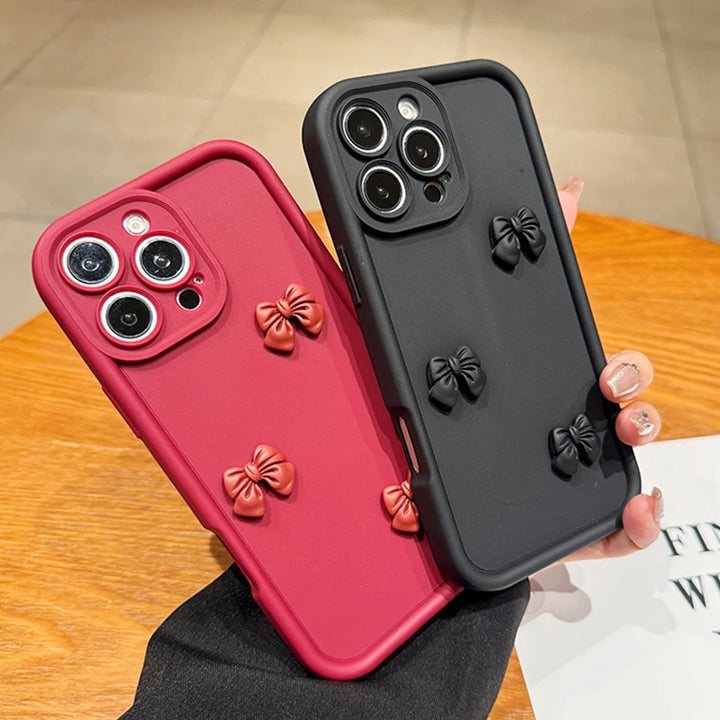 Korean 3D Bow Phone case For Samsung Galaxy S24 Ultra S23 S24 FE S25 S22 S21 Plus A16 A55 A54 A15 A35 A32 A13 A33 A34 A06 Cover