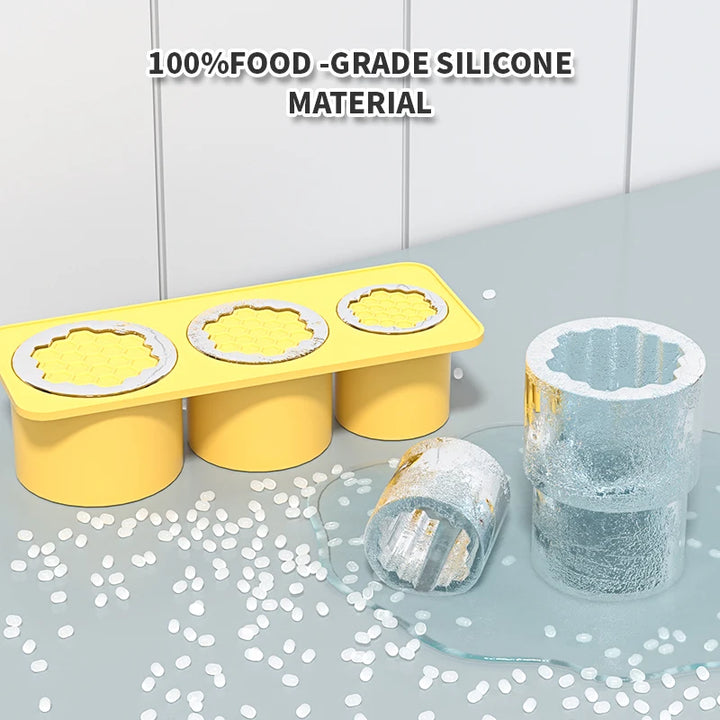 3-Grid Ice Cube Tray For Stanley 30/40 Oz Tumbler Cups Reusable Cylinder Silicone Ice Cube Molds With Lid For Drink Juice Coffee
