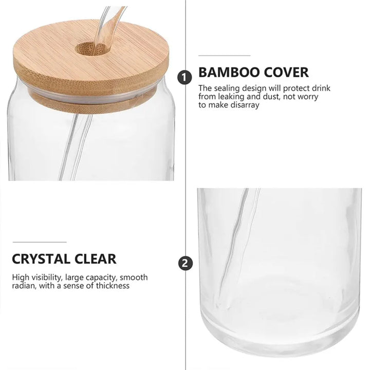 1 Pcs Available Mason Jars Coffee Mug with Straws Lids Iced Coffee Glasses Beverage Juice Cups for Cocktail Whiskey - Total Trends Fusion