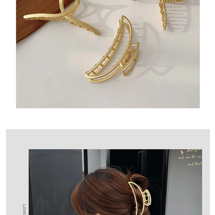 GoldHollow Geometric Hair Clips Metal Hair Claw Cross Hairclip Headband Hairpin Sliver Hair Crab Women Fashion Hair