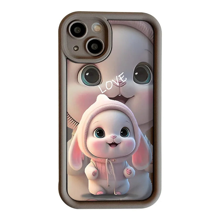 Lovely Pink Rabbit Silicone Case For Samsung Galaxy S24 S23 Ultra S22 S21 Plus S20 FE A12 A32 A52 A52S A23 A33 A53 A14 A34 A54