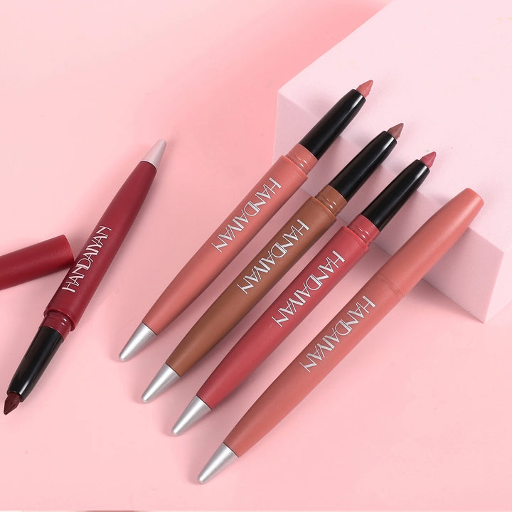 Handaiyan 6 Colors Matte Waterproof Velvet Nude Lipstick Pencil Lip Liner Sexy Red Pink Pigments Makeup Long Lasting