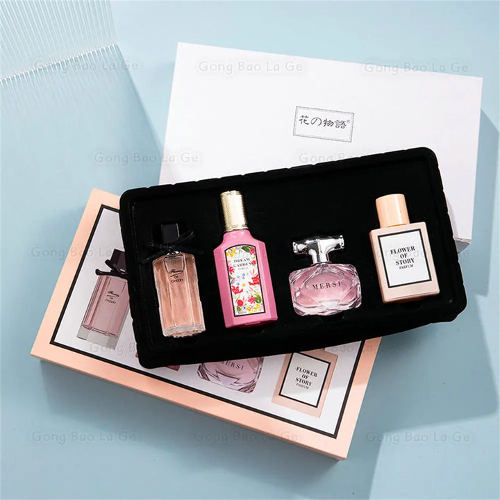 "Floral Scent Perfume Gift Box | 110ml 4-Piece Set with Long-Lasting Eau De Parfum"