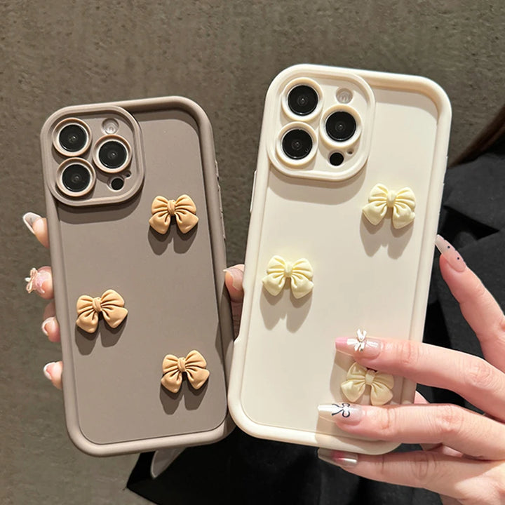 Korean 3D Bow Phone case For Samsung Galaxy S24 Ultra S23 S24 FE S25 S22 S21 Plus A16 A55 A54 A15 A35 A32 A13 A33 A34 A06 Cover