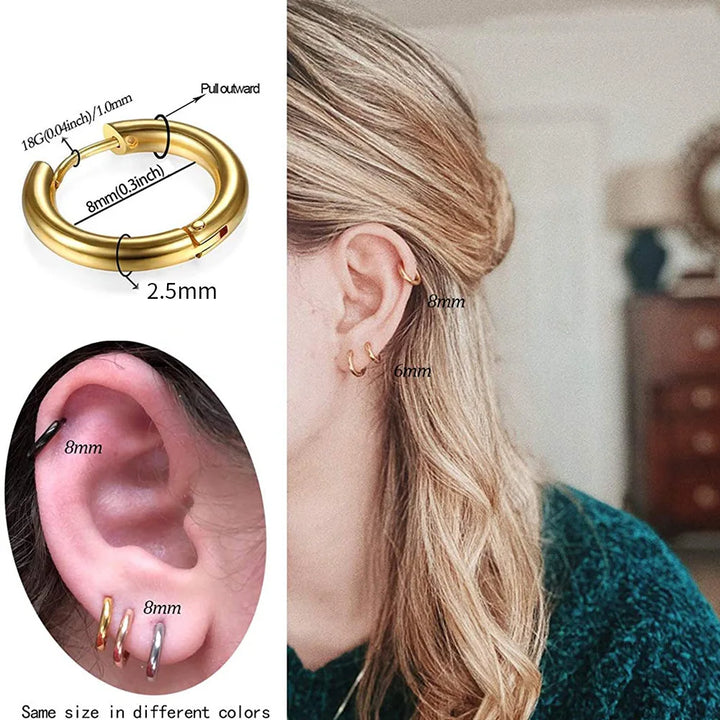 Stainless Steel Small Hoop Earrings  Cartilage Ear Piercing Jewelry