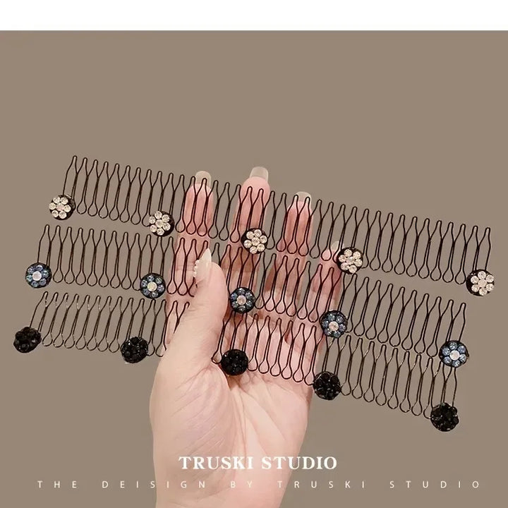 Lovely Flower Pearl Broken Hair Organizer Girls Women Hairpin Clip Invisible Bangs Fixed Insert Comb Tiara Headband Accessories