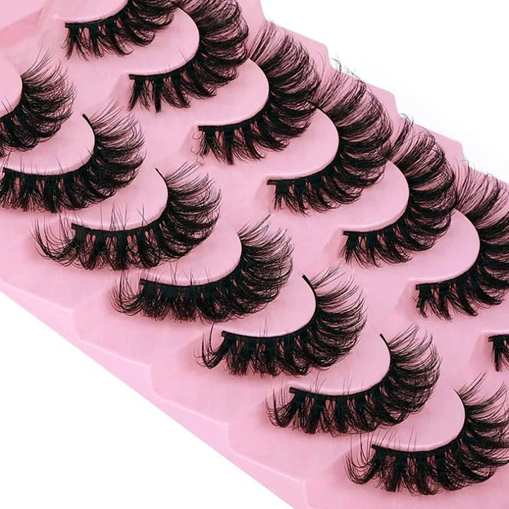 7 Pairs Russian Strip Eyelashes Thick Slender Fluffy False Eyelashes Daily Thick Eye End Lengthening Messy Lashes - Total Trends Fusion