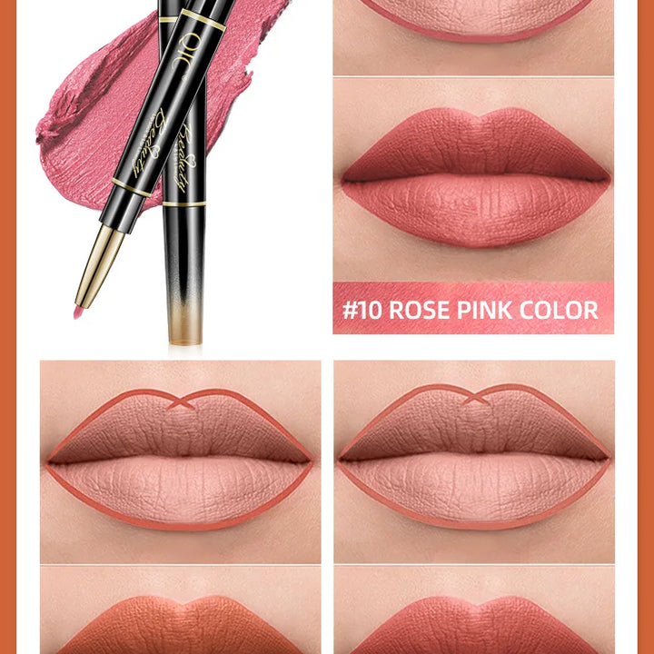 2 IN 1 Lip Liner Waterproof Matte Lipstick Pencil Sexy Red Long Lasting Lipliner Makeup Cosmetics