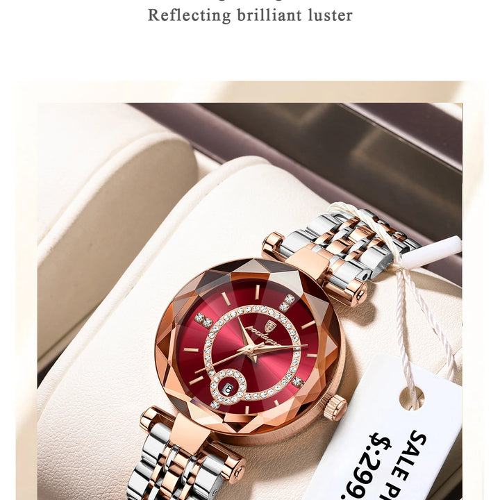 POEDAGAR Luxury Watch For Woman High Quality Diamond Ladies Quartz Watch Waterproof Date Stainless Steel Women Watches reloj+box
