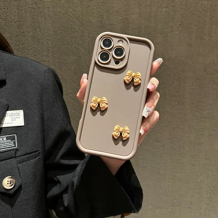 Korean 3D Bow Phone case For Samsung Galaxy S24 Ultra S23 S24 FE S25 S22 S21 Plus A16 A55 A54 A15 A35 A32 A13 A33 A34 A06 Cover