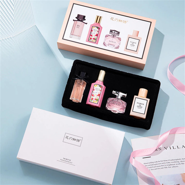 "Floral Scent Perfume Gift Box | 110ml 4-Piece Set with Long-Lasting Eau De Parfum"