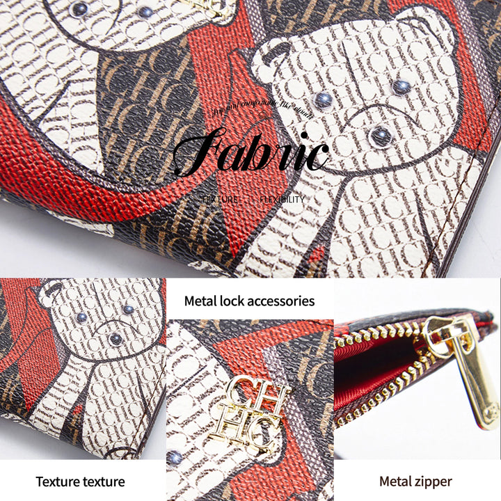 CHCH Women's Wallet Fashion Letter Cartoon Pattern Classic Retro Long Storage Wallet PVC Material - Total Trends Fusion