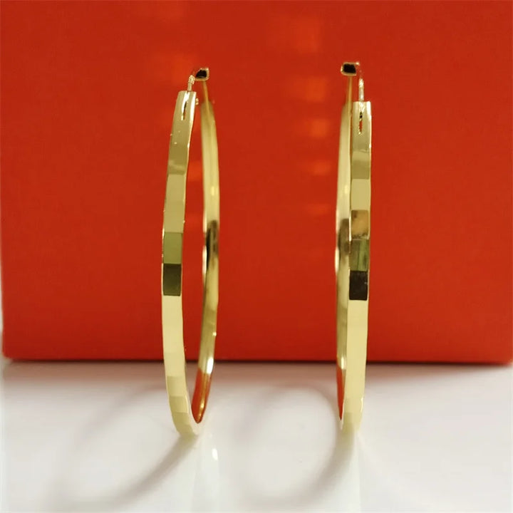 New Fashion18K Gold Plated Hoop Earrings For Women 925 Sterling Silver 2.0mm Fashion Earring 3/4/5/6CM