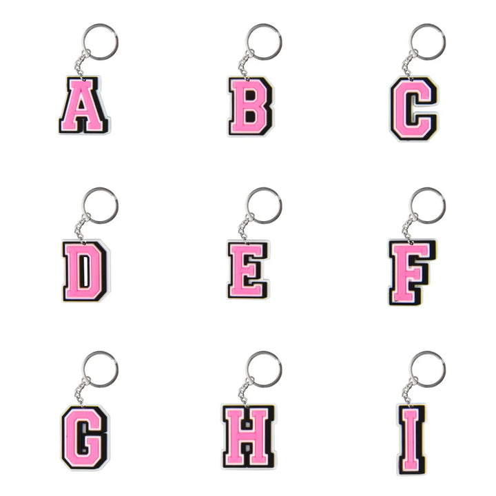 1pcs Cute Cartoon Pink Keychains Boys Girls A-Z Keyrings Kids Alphabet Key Chains Letter Key Rings For Birthday Gifts - Total Trends Fusion