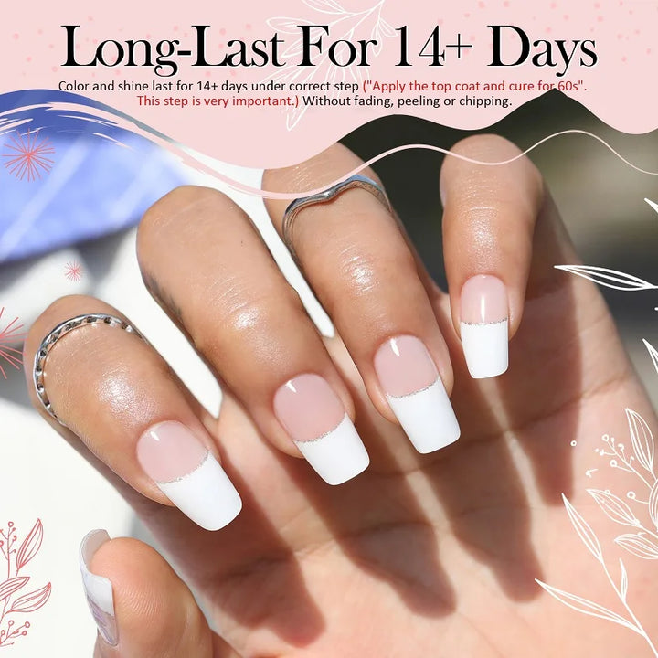 Pink Semi-Cured Gel Nail Patch Set 20Sheet with UV Lamp Christmas Adhesive Sliders Long Lasting Full Cover Nail Gel Wrap Manicur