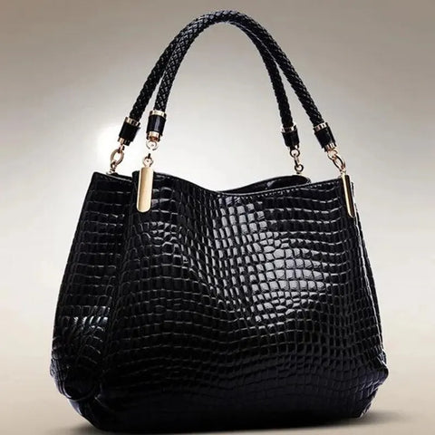 "Women’s Large Capacity Tote | Crocodile Print Shoulder Handbag"