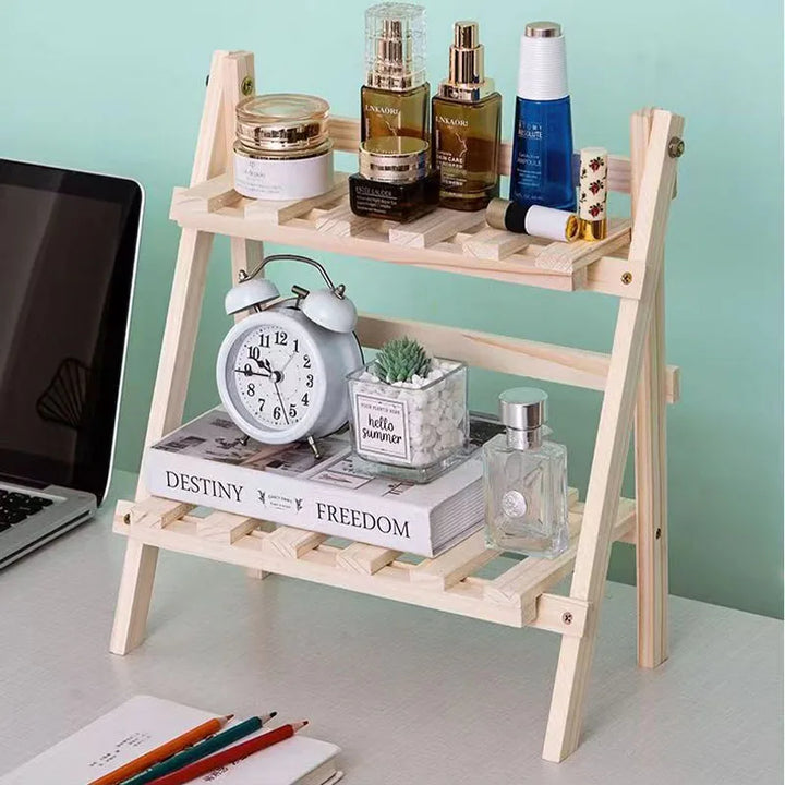 Office minimalist desktop storage rack dormitory desk storage and organization rack double-layer wooden table top storage rack