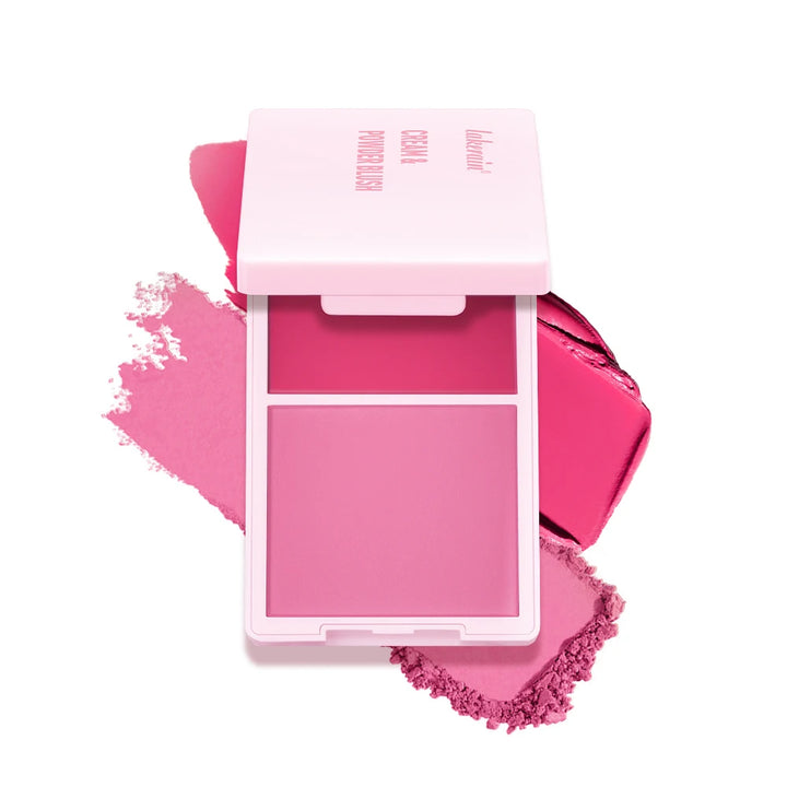 Crème & Powder Blush Duo Palette – Long-Lasting Matte & Dewy Finish Pink, Peach & Orange Pigments