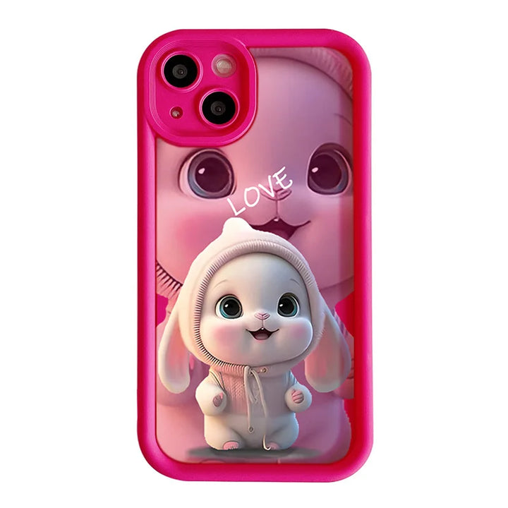 Lovely Pink Rabbit Silicone Case For Samsung Galaxy S24 S23 Ultra S22 S21 Plus S20 FE A12 A32 A52 A52S A23 A33 A53 A14 A34 A54