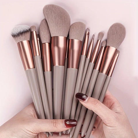 13Pcs Makeup Brush Set Soft Premium Synthetic Brushes Foundation Powder Concealers Eyeshadows Eyeliner Blush Makeup Beauty Tool - Total Trends Fusion