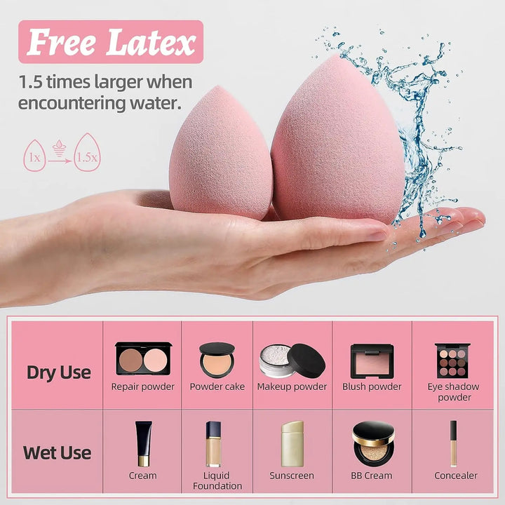 "7-Piece Makeup Sponge Set | Multi-Colored Blender Sponges for Liquid, Cream, Powder + Mini Pink Sponge" - Total Trends Fusion