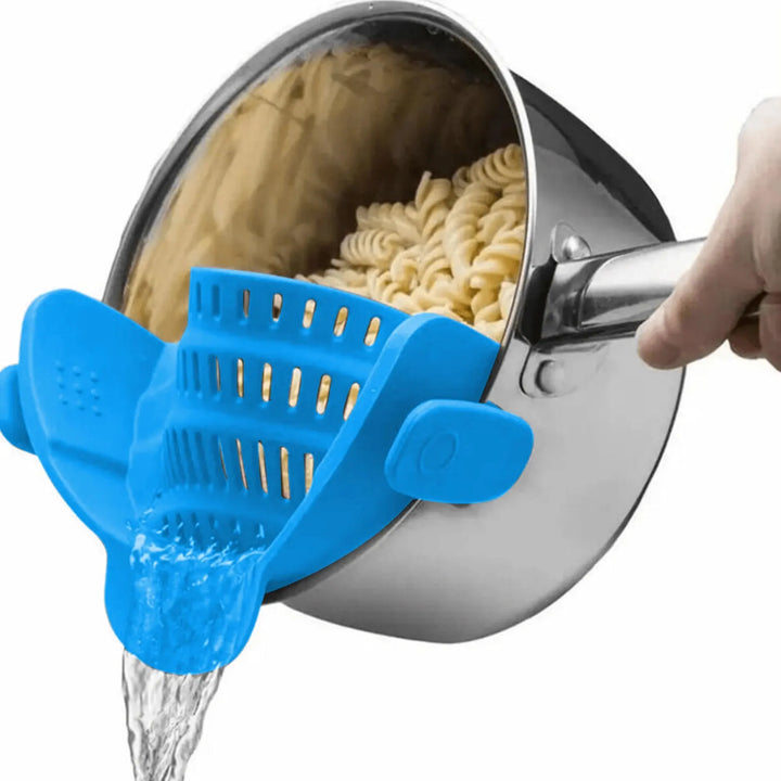 1pc Adjustable Silicone Clip-On Strainer for Pots, Pans, and Bowls - Handheld Drainer for Noodles, Pasta - Total Trends Fusion