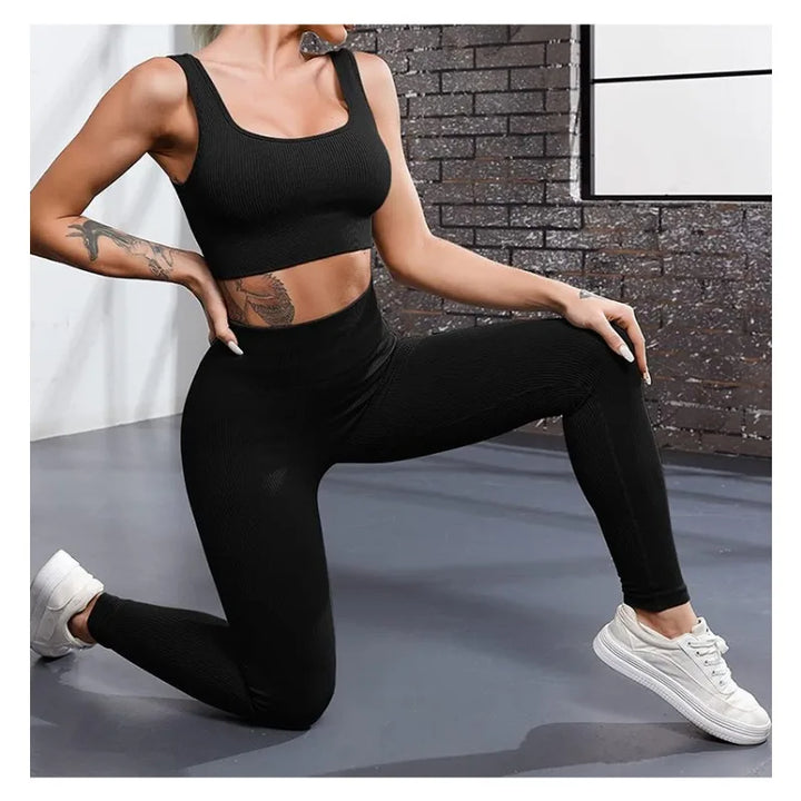 Thread Solid Leggings Women Seamless Knit Yoga Pants High Waist Hip Liftting Tights Fashion Slim Workout Running Sports Leggings - Total Trends Fusion
