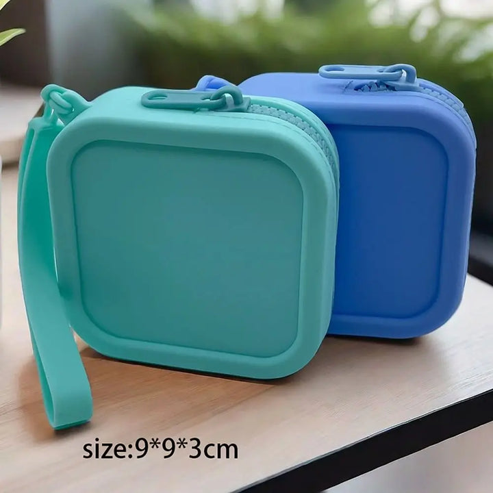 Silicone Organizer Wallet Coin Purse Simple Waterproof Zipper Cosmetic Bag Earphone Bag Students