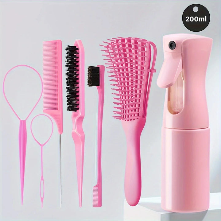 5-Piece Hair Styling Tools Set for Curly/Normal Hair Unisex Adult Unscented Hair Care Kit with Octopus Detangler Brush Comb - Total Trends Fusion