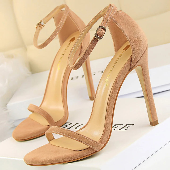 BIGTREE Shoes Summer Women Sandals Suede Hollow High Heels Stiletto Fashion Sandles Women Heels Ladies Shoes Women's Sandals - Total Trends Fusion