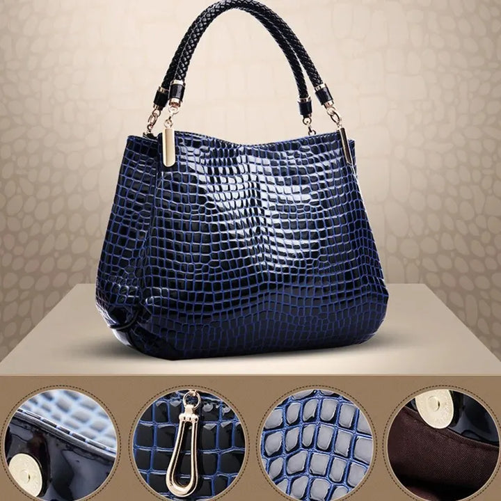 "Women’s Large Capacity Tote | Crocodile Print Shoulder Handbag"