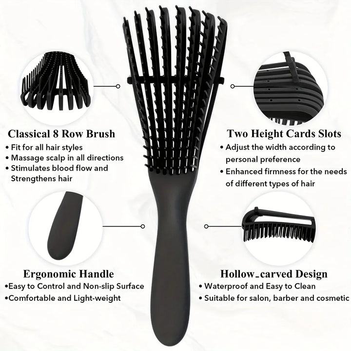 5-Piece Hair Styling Tools Set for Curly/Normal Hair Unisex Adult Unscented Hair Care Kit with Octopus Detangler Brush Comb