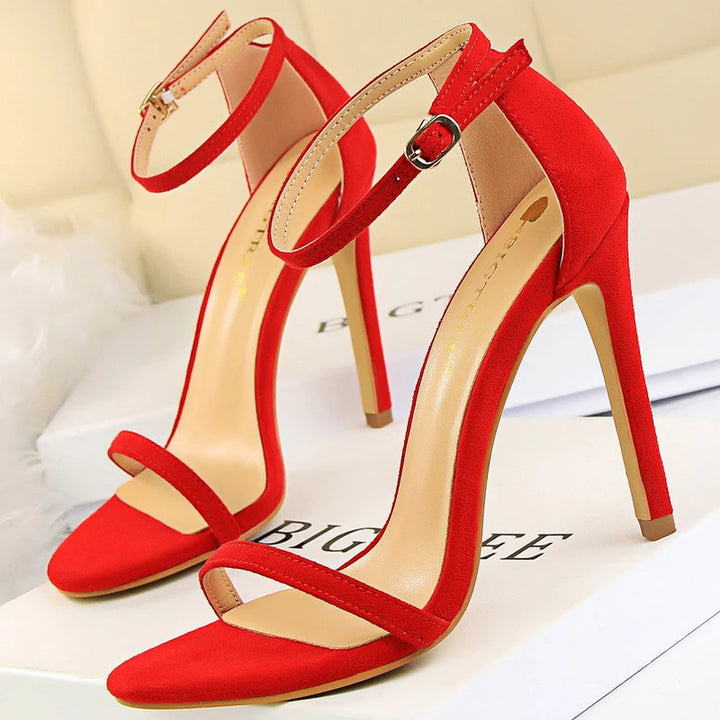 BIGTREE Shoes Summer Women Sandals Suede Hollow High Heels Stiletto Fashion Sandles Women Heels Ladies Shoes Women's Sandals - Total Trends Fusion