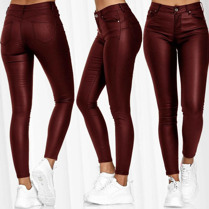 Women PU Leather Pants Black Sexy Stretch Bodycon Trousers Women High Waist Long Casual Pencil Pants Plus Size S-3XL - Total Trends Fusion