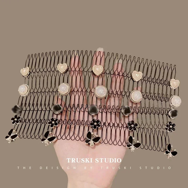 Lovely Flower Pearl Broken Hair Organizer Girls Women Hairpin Clip Invisible Bangs Fixed Insert Comb Tiara Headband Accessories - Total Trends Fusion