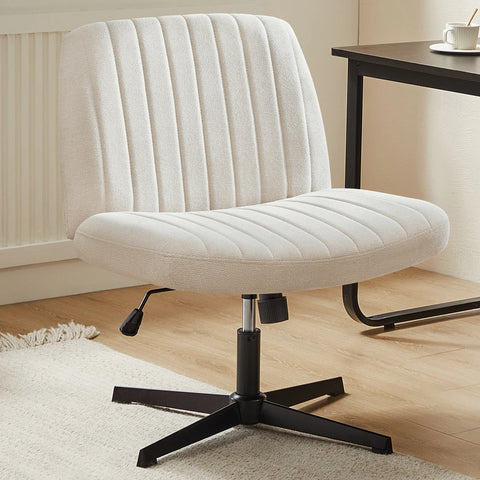 JHK Cross Legged Office Chair Armless Wide Desk Chair with Dual-Purpose Base Adjustable Swivel Fabric Task Vanity Home Office - Total Trends Fusion