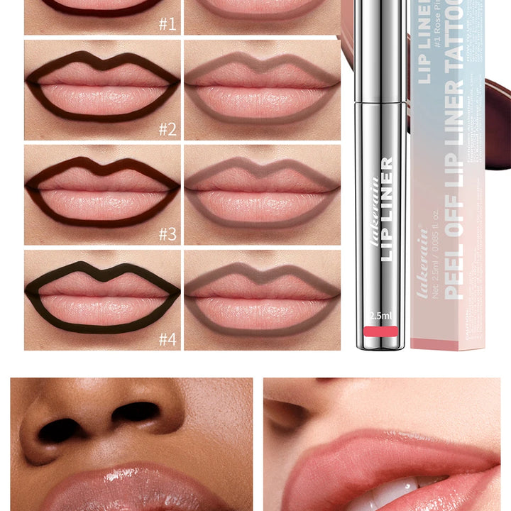 Waterproof Lip Liner Peel Off Tattoo Lipgloss Waterproof Long Lasting Matte Lip Tint Brown Contour Tear-off Lips Stain Cosmetic