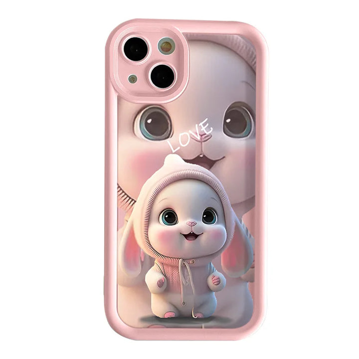 Lovely Pink Rabbit Silicone Case For Samsung Galaxy S24 S23 Ultra S22 S21 Plus S20 FE A12 A32 A52 A52S A23 A33 A53 A14 A34 A54
