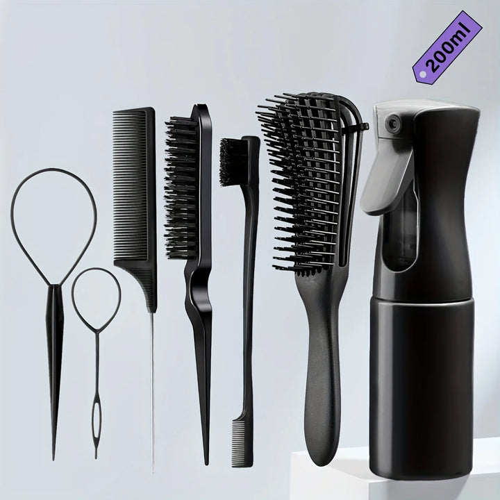 5-Piece Hair Styling Tools Set for Curly/Normal Hair Unisex Adult Unscented Hair Care Kit with Octopus Detangler Brush Comb - Total Trends Fusion