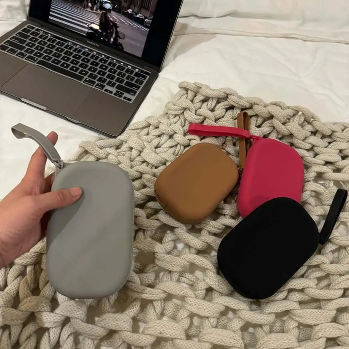 Morandi Color Silicone Cosmetic Bag Coin Purse Large Capacity Multifunction Storage Bag Solid Color Rectangle Small Item Bag