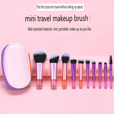 New 10 mini Makeup Brush with Brush set Complete powder eyeshadow brush, essential for travel