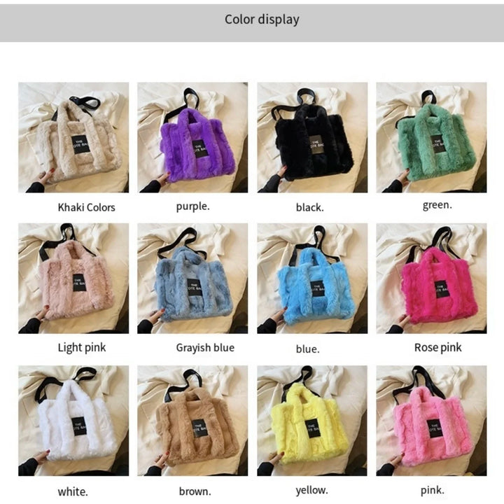 JIAERDi Casual Fur Tote Bag For Women Luxury Handbag  Autumn Winter Plush Messenger Bag Harajuku Aesthetic Shopper Bag Female
