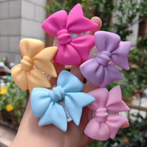Cute Plain Macaron Color Bow-knot Smart Tok Universal Phone Holder  Phone Bracket GripTok Stand Socket Lazy Bracket